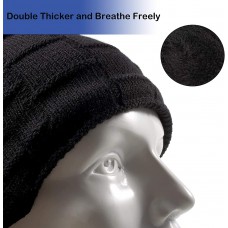 Wireless Music Hat, Knit Winter Warm Beanie w/Built-in Compatible with Bluetooth Stereo Headphone, Microphone for Hands-Free Calling - Black